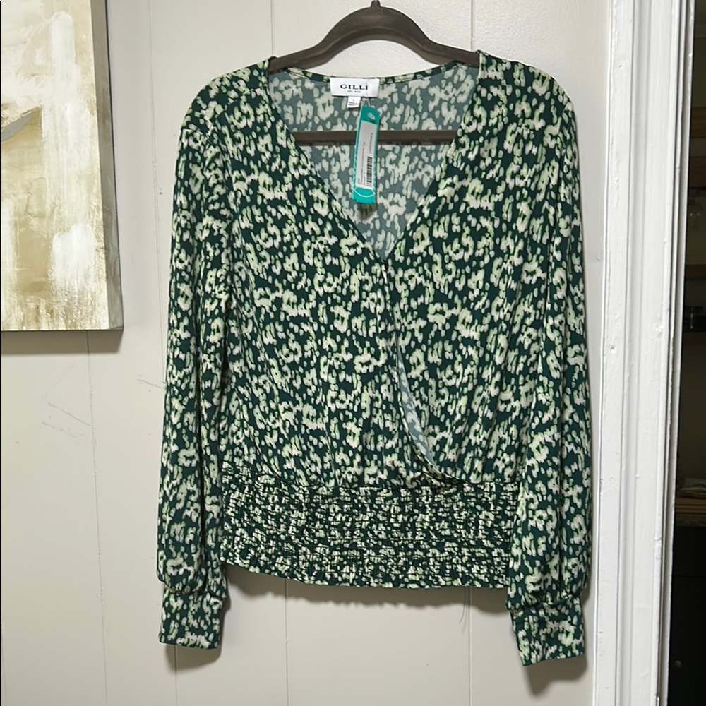 Gilli Forest Green Patterned Blouse